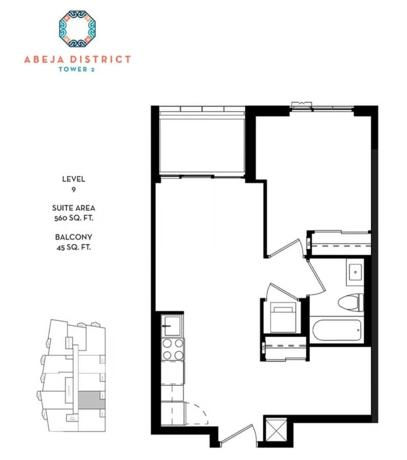 Abeja District Tower 2 Assignment - 1 Bed, 1 Bath, 1 Parking, 560 sqft - Jane and Rutherford - Fall 2023 Occupancy 1