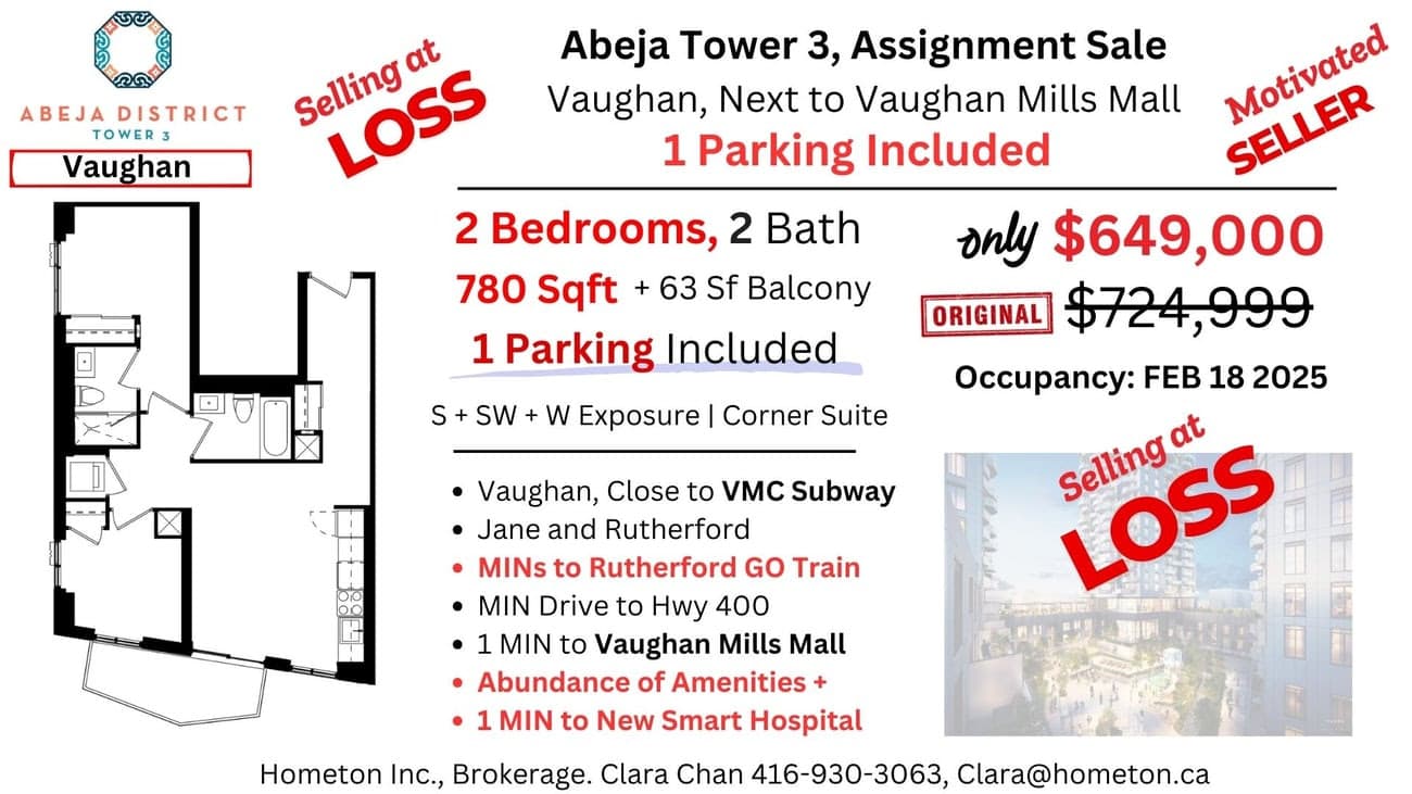 Abeja District Tower 3 Assignment - 2 Bed, 2 Bath, 1 Parking - 780 sqft + 63 sqft balcony - Feb 2025 Occupancy 1